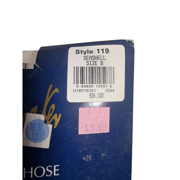 John Wanamaker Woven Rib Pantyhose Control Top Sandal Toe Size B  seashell - Picture 3 of 4